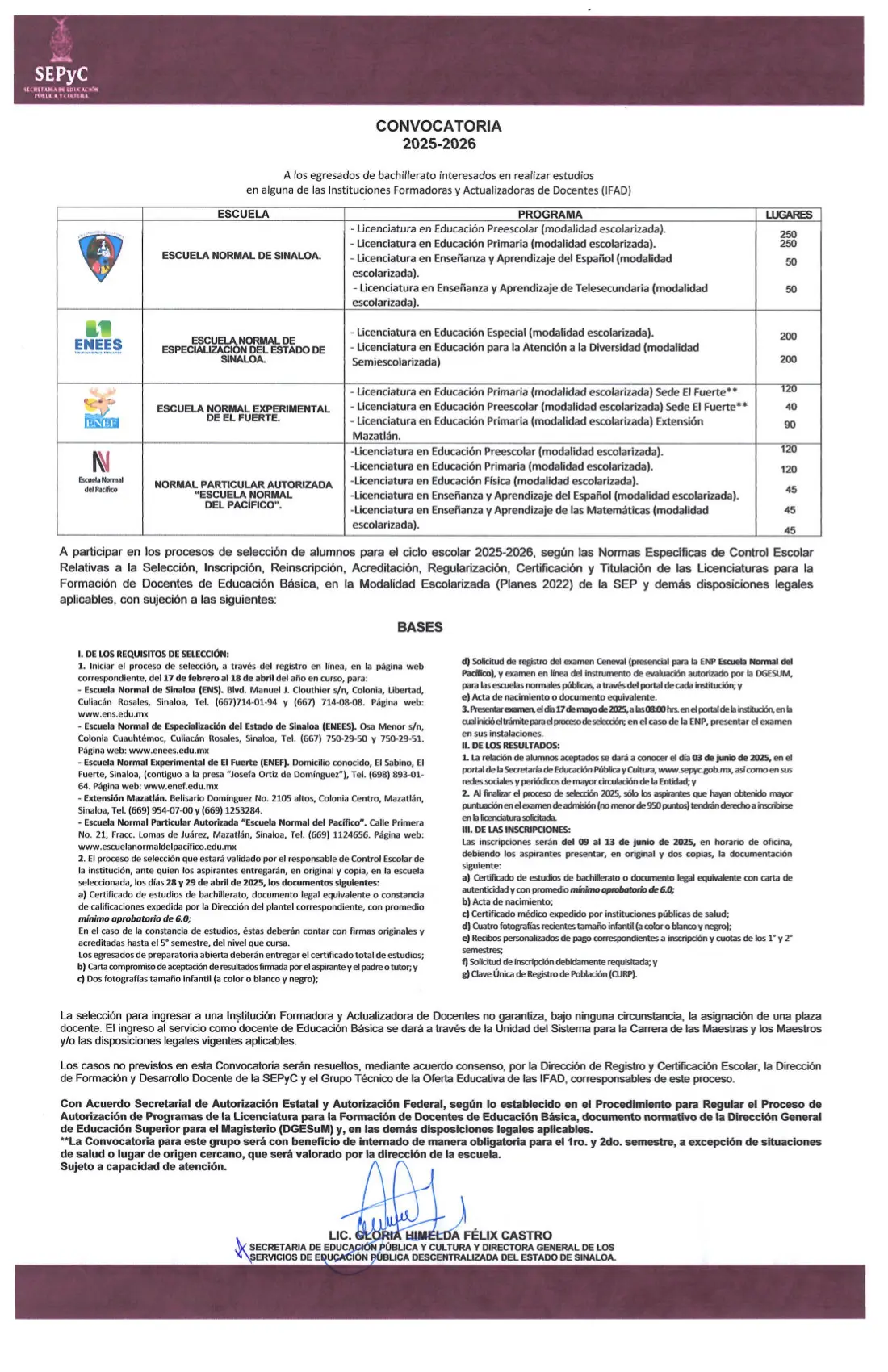 Convocatoria Educación Normal 2025-2026