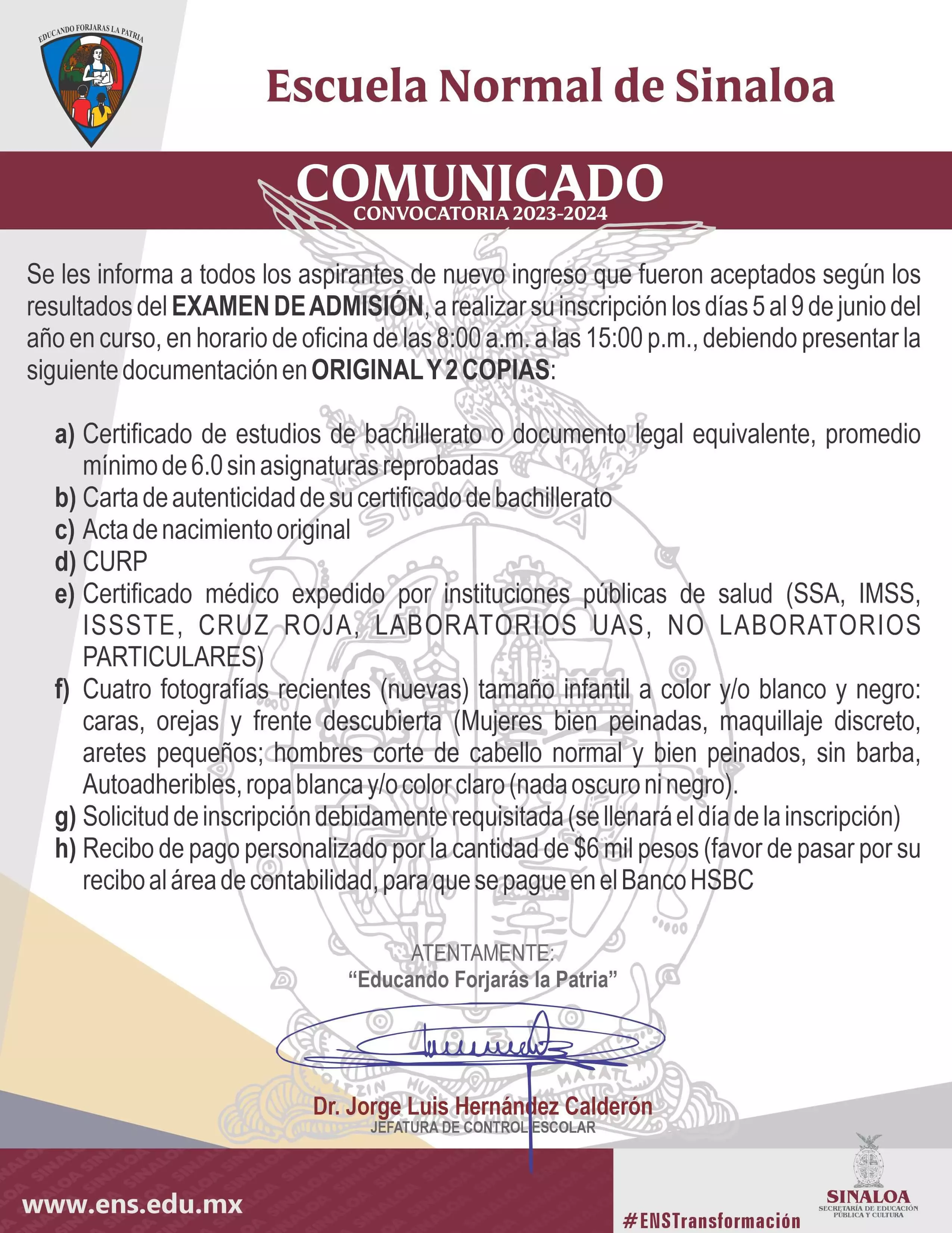 Comunicado Convocatoria 2023-2024