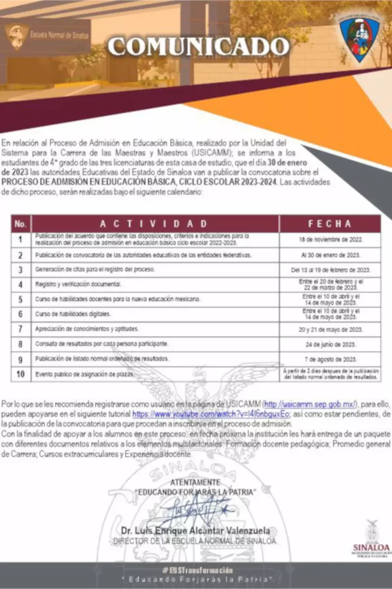 Proceso de admisión 2023